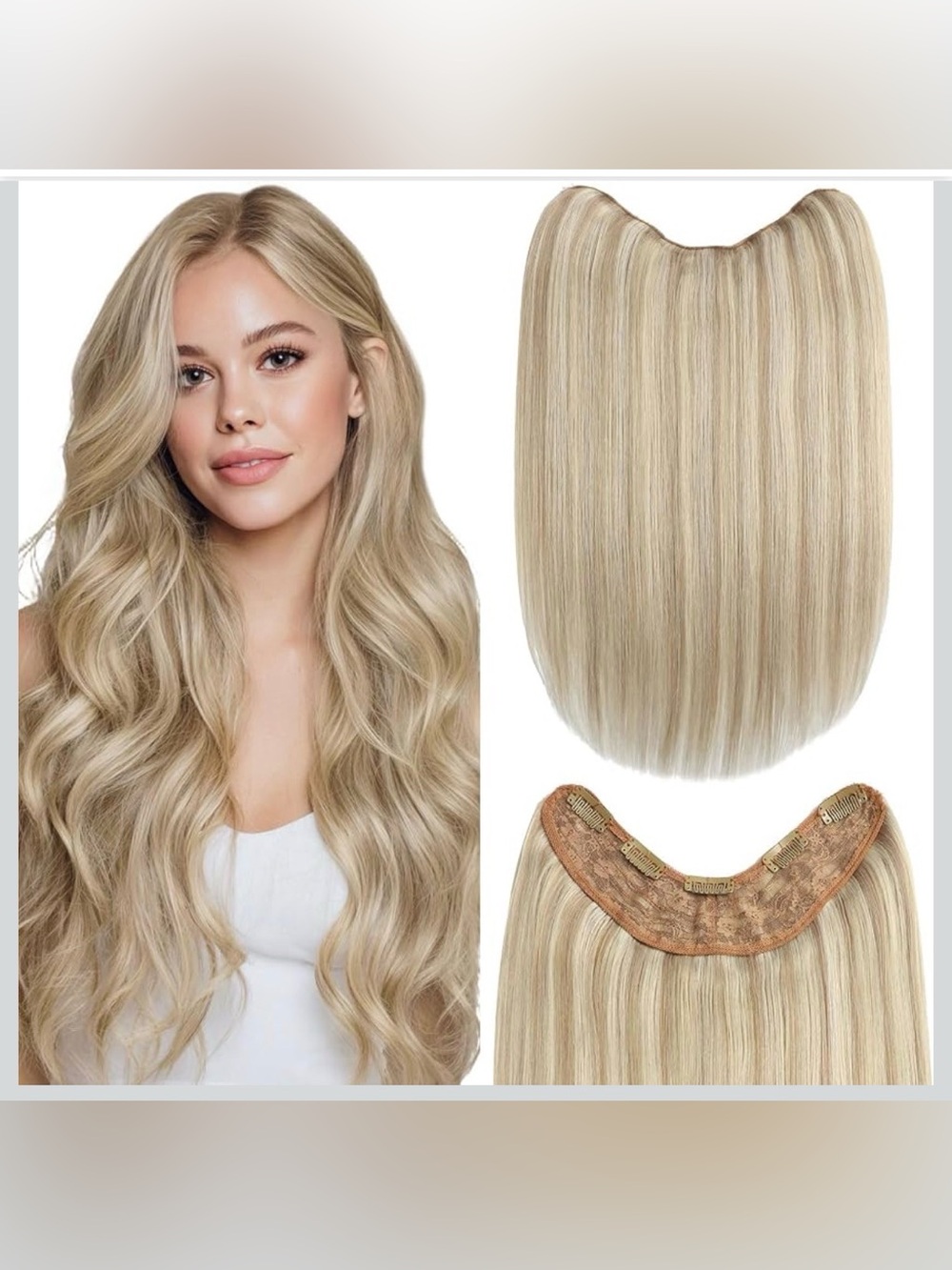 One piece V-Shaped Clip In Hair Extensions Real Human Hair 16”  80g